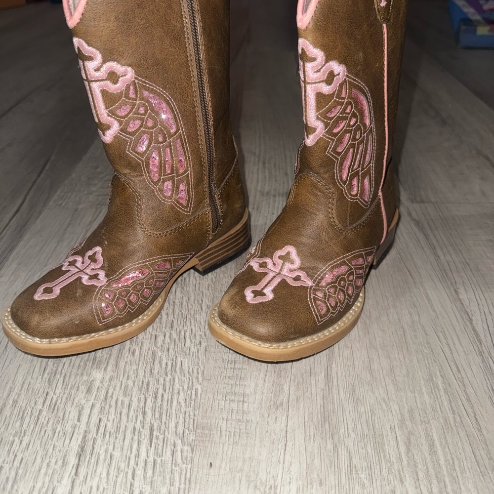 Twisted X Brown and Pink Kids Boots